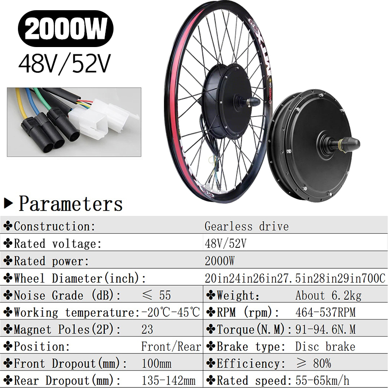 72V 5000W E-bike conversiekit  - 5000W Hub Motor Kit 72V recensie en prijs